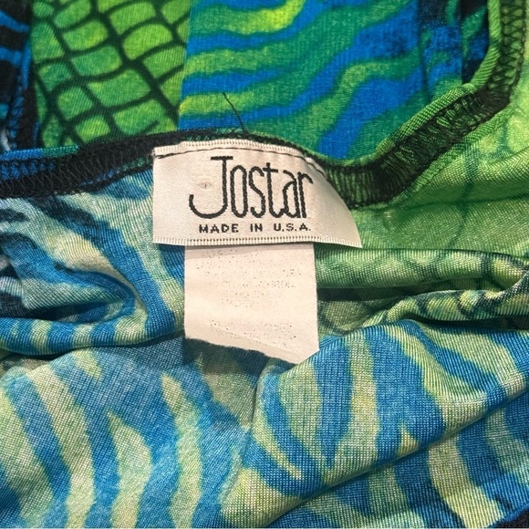 Vintage Y2K Jostar Green and Blue Snakeprint Mini Dress Jersey Knit Size M/L - Picture 8 of 10